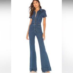 Show me your mumu denim jumpsuit